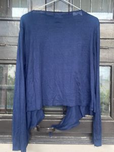 Navy Blue Tie-Front Cardigan