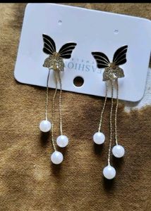 Butterfly Pearl Dangle Earrings