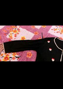 Heart Print Black Sweater
