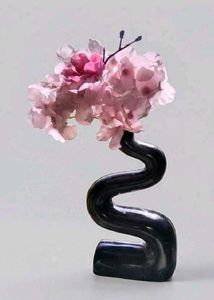 Brand New Set of 2 Matte Black Wavy Ceramic Vases