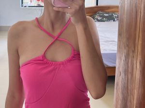 Hot Pink Halter Neck Bodycon Dress