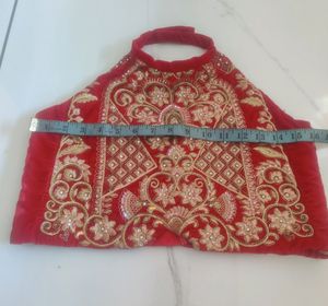 Red Velvet blouse with Golden Embroidery