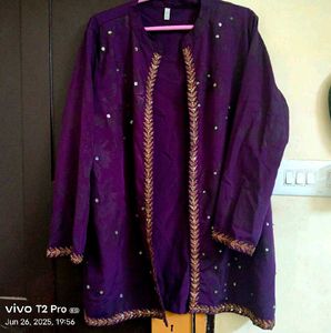 Purple Embellished Blouse With Matching Jewellery