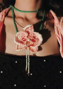 Handmade orchid flower with Pearl & Bead Dangles