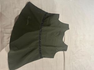 Embellished Olive Green Peplum Top
