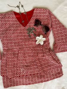 Patterned Red Tunic Top