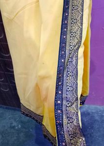 Elegant Blue &amp; Yellow Saree
