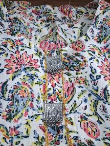 Floral Print Kurta with Embellishments