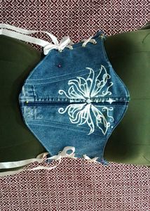 Hand-painted Denim Corset Belt