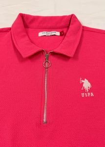 US Polo Assn Pink Zip Shirt 34-36 bust