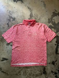 Men's Pink Geometric Print Polo Shirt