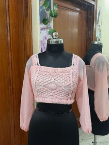Pink Crochet Crop Top