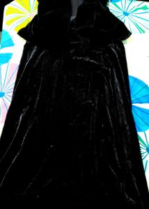 Elegant Black Velvet co-ord set. coat and medi