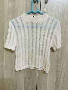 H&amp;M White Knit Crop Top