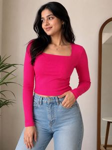 Vibrant Pink Long Sleeve Top