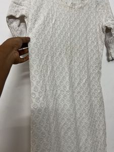 White Chikankari Kurta with Sequins