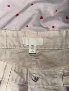 Cream Denim Mini Skirt