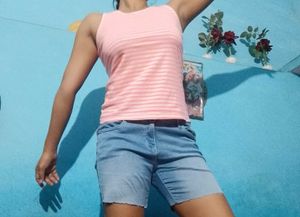 Pink Striped Sleeveless Top