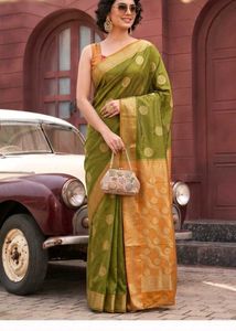 beautiful golden olive saree