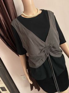 Chic Grey Ruched Vest Top ( 44 chest, 25 length)