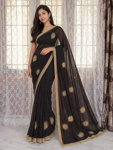 🤎☕️New Coffee Brown✨ Poonam Saree with Golden Mot