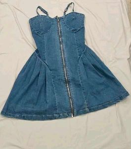 Blue Denim Zip-Up Mini Dress
