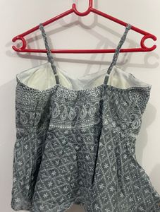Stylish Grey Embroidered Peplum Top