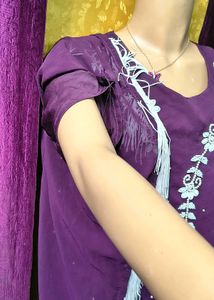 Elegant Purple Embellished Kaftan Gown