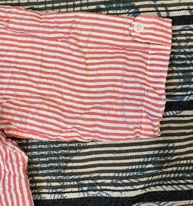 Chic Striped Crochet Pocket Shirt