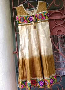 Cotton Embroidered Kurta With Churidar And Dupatta