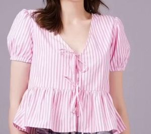 Pink Striped Peplum Top