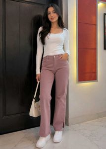 Stylish Mauve Wide-Leg Trousers