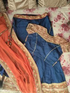 Elegant Blue & Orange Lehenga Set