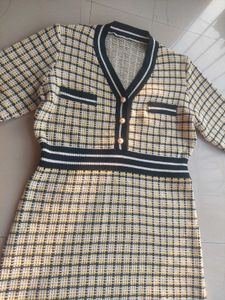 Korean Mini Plaid Knit Dress