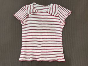 Red & White Striped Ribbed Tee