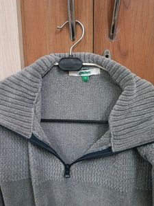 Men's Gray Quarter Zip Sweater
