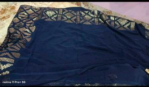 Elegant Navy Blue Saree with Gold sequence