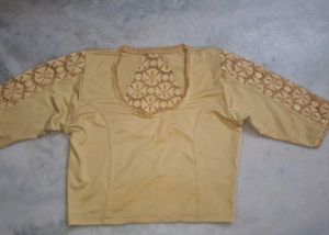 Elegant Embellished Gold Blouse