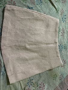 Woven Mini Skirt with Slit
