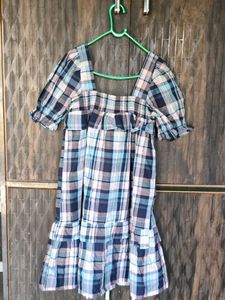 Chic Plaid Puff Sleeve Dress
