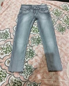 Stylish Grey Embellished Jeans