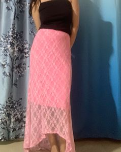 Pink Lace Maxi Skirt