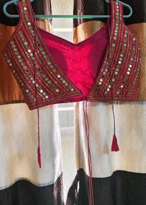 Beautiful Off-White &amp; Pink Patchwork Chaniya Choli