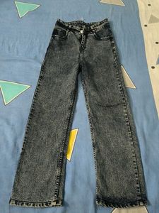 Washed Blue Wide Leg Jeans