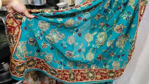 Exquisite Teal hand work heavy saree 🔥