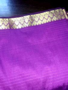 Elegant Purple Saree with blouse in Golden Border