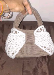 Crocheted Bow Shoulder Bag