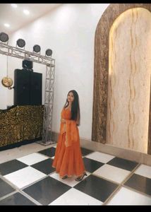 Stylum Orange Tiered backless anarkali set