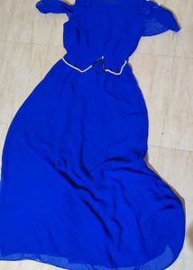 Royal Blue Cold Shoulder Maxi Dress