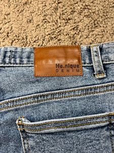 Denim Skirt with Pleated Hem